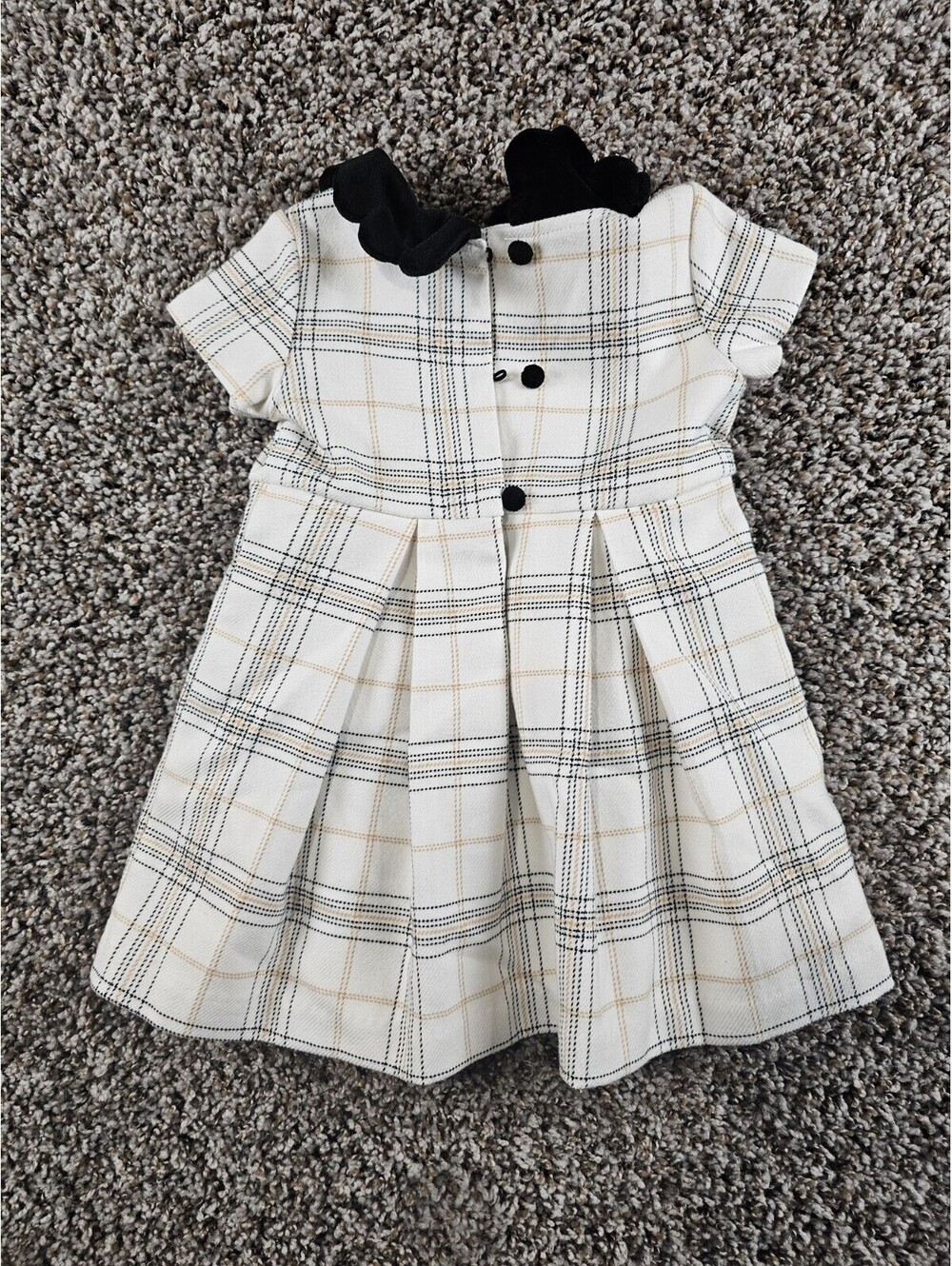 Cupcakes & Cashmere Baby Girls Sz 12M Dress Formal White Black Plaid - Picture 3 of 3